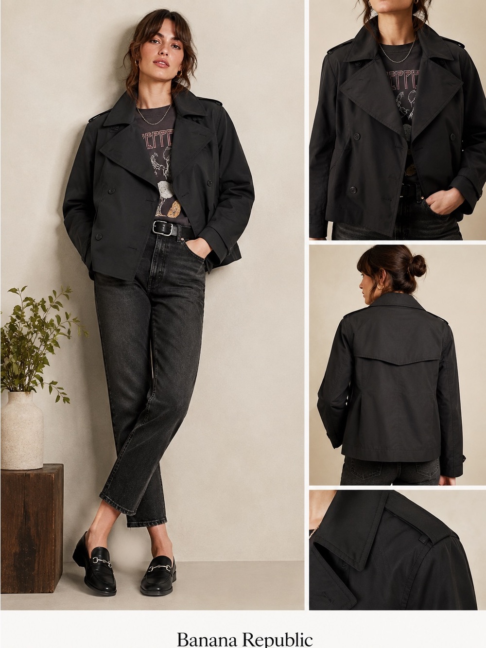 Banana Republic Black Pea Coat